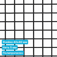 Антидроновая сетка 40х40 5 мм полипропилен черная безузловая